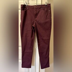 Jessica Simpson Women's Burgundy High Rise Skinny Ankle Pants NWOT
